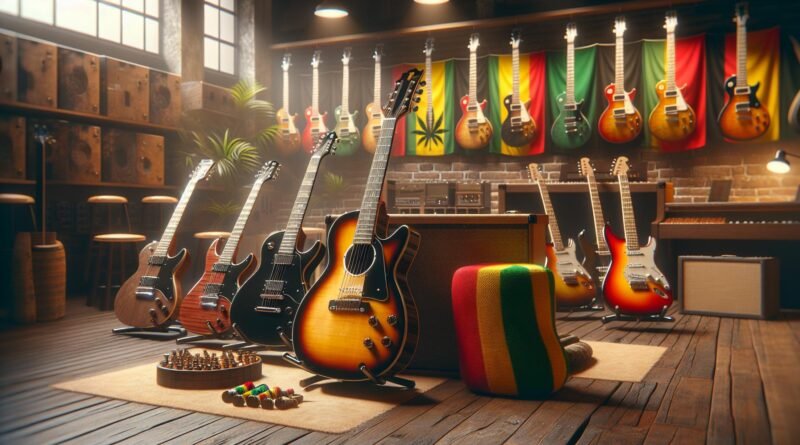 T-shirt Joe Green Riff - Motif Guitare Reggae Crème - Taille S/XS - Coton - Occasion Très Bon état
